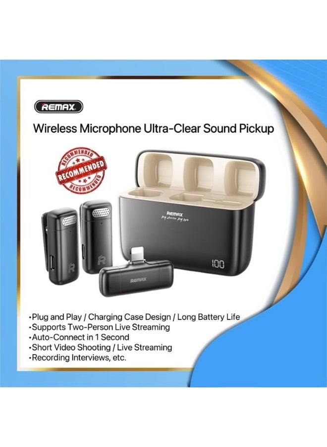 ريماكس ميكروفون لاسلكي REMAX K15 2 في 1 - ميكروفون بلوتوث للهواتف الذكية، من النوع C، مثالي للتدوين المرئي، والتدوين الصوتي، والبث المباشر، والمقابلات - Image 2