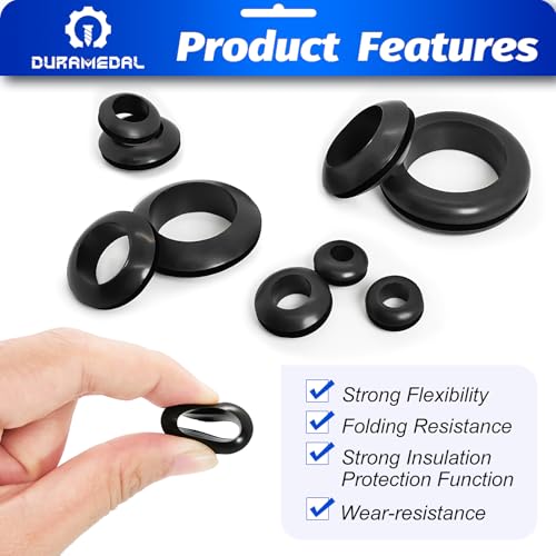 Duramedal Rubber Grommet Kit 295 PCS 9 Sizes Hole Plug Rubber Grommets for Wiring- 9 Standard Sizes (9/32",5/16",3/8",15/32",1/2",5/8",3/4",7/8",1") - Image 5