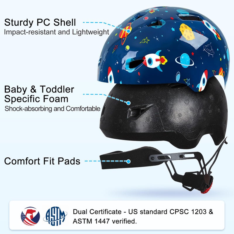 Lemmeko Toddler Helmet, Baby Infant Kids Bike Helmet for Kids Age 1-3/2-4/3-5/5-8 Adjustable Toddler Bike Helmets for Boys Girls for Scooter Skateboard Cycling - Image 5