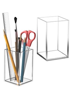 Pen Holder, 2 Piece Pencil Pot Desk, Desk Organizer, Pen Holder, Pen Holder, Makeup Brush Holder, Transparent Square Plastic Pencil Pot for Office Accessory - pzsku/ZADE978D3E29955676CA9Z/45/_/1720784716/d292a887-d20b-4e6a-9cc6-4210d80c3193