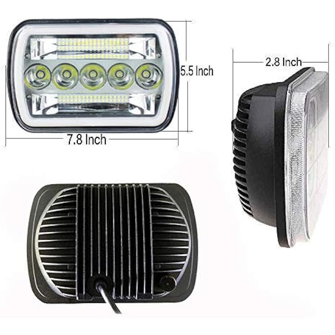 AMUNIESUN زوج من المصابيح الأمامية LED فائقة السطوع 7 × 6 5 × 7 6052 6054 H5054 H6054 شعاع منخفض محكم هالة بيضاء كهرمانية مناسبة لسيارات جيب Tj Jk Cherokee Xj Yj Pickup Dodge Ram Ford Chevy Chevrolet Express Nissan - Image 5