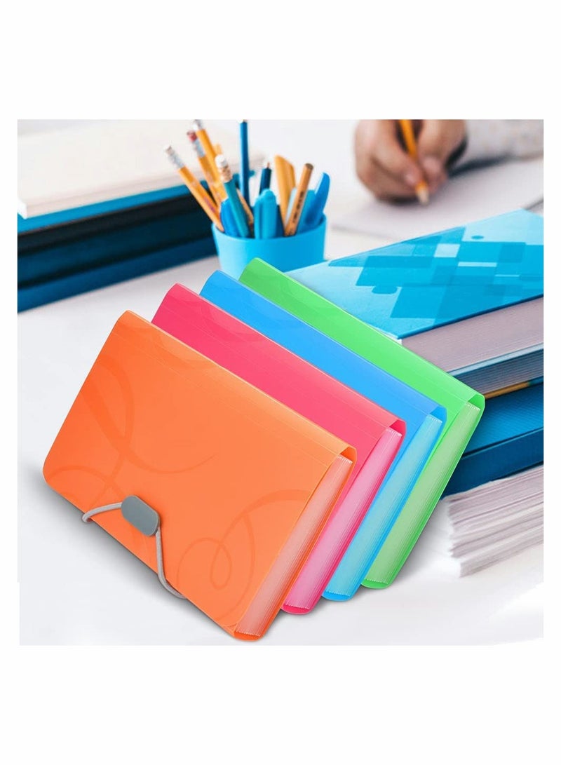 Excefore Expanding File Organisers A6 Size Accordion Folder 13 Pockets Filing Boxes Document Organiser Plastic Wallets Receipt Organiser for Filing Folders and Storage Files, 4 Colours - Image 1