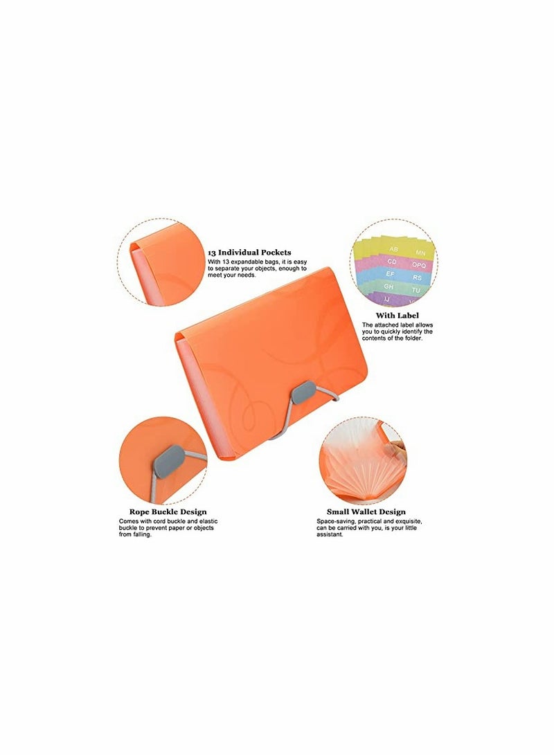 Excefore Expanding File Organisers A6 Size Accordion Folder 13 Pockets Filing Boxes Document Organiser Plastic Wallets Receipt Organiser for Filing Folders and Storage Files, 4 Colours - Image 3