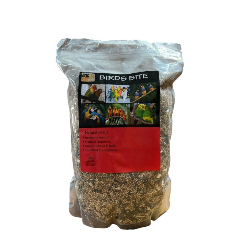 TUNAI SF+ Birds Bite Natural Seeds Pet Birds Food | Offers Essential Nutrients | Suitable for African Love Birds, Conures, Love Birds, Budgerigar, Finch and Macaws (800gms, Natural Seeds) - Image 1