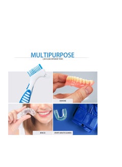NIBEMINENT Denture Brush, 4PCS Toothbrushes, Cleaning Brush Double Sided Toothbrush with Multi Layered Bristles and Rubber Anti-Slip Handle for Care Green Purple Blue Orange  - Image 3