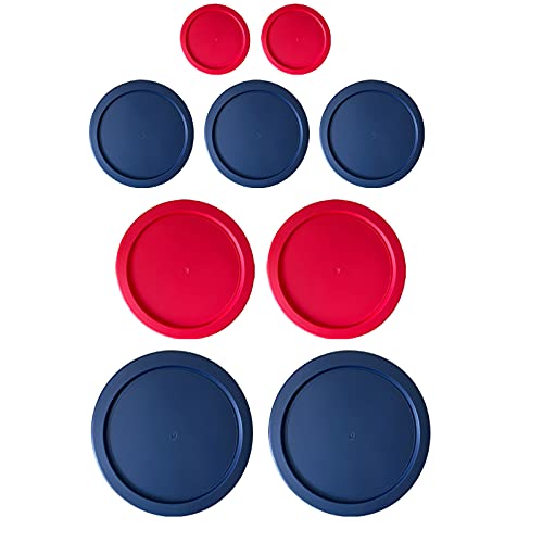 MRX Solutions Replacement Lids for Pyrex Glass Food Storage Containers Round (2) 7202-PC 1 Cup (3) 7200-PC 2 Cup (2) 7201-PC 4 Cup (2) 7402-PC 6/7 Cup Red Blue - Image 1