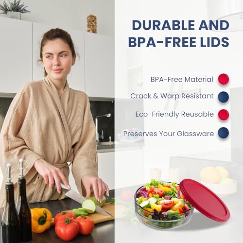 MRX Solutions Replacement Lids for Pyrex Glass Food Storage Containers Round (2) 7202-PC 1 Cup (3) 7200-PC 2 Cup (2) 7201-PC 4 Cup (2) 7402-PC 6/7 Cup Red Blue - Image 3