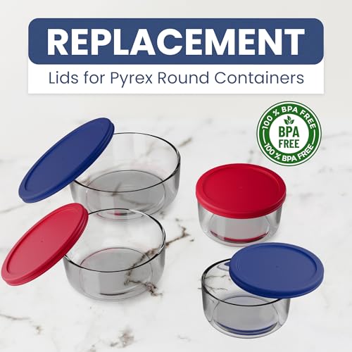 MRX Solutions Replacement Lids for Pyrex Glass Food Storage Containers Round (2) 7202-PC 1 Cup (3) 7200-PC 2 Cup (2) 7201-PC 4 Cup (2) 7402-PC 6/7 Cup Red Blue - Image 5