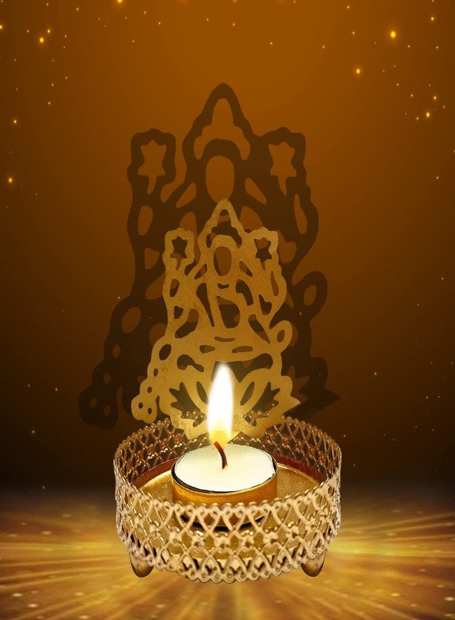 CRAFTSMAN SATVIK Goddess Lakshmi Shadow Metal Diya for Diwali Decoration Gift Traditional Decorative Statue for Home/Office Religious Tea Light Candle Holder Stand Indian Housewarming Return Gift Items - Image 1