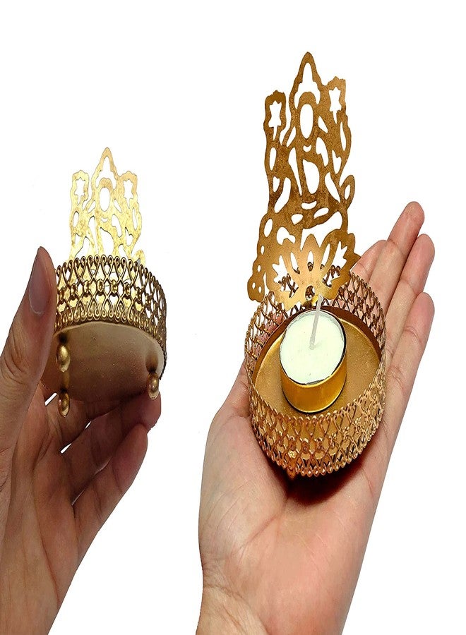 CRAFTSMAN SATVIK Goddess Lakshmi Shadow Metal Diya for Diwali Decoration Gift Traditional Decorative Statue for Home/Office Religious Tea Light Candle Holder Stand Indian Housewarming Return Gift Items - Image 5