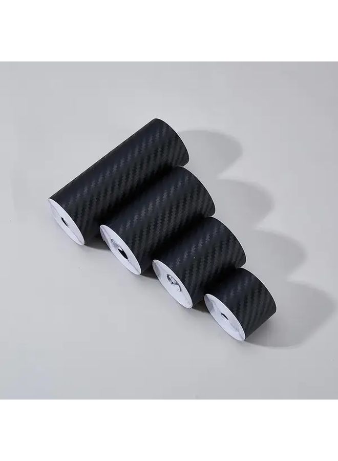 Black Carbon Fiber Vinyl Wrap Tape 4 Rolls 4 Sizes Self Adhesive Car Sticker - Image 2