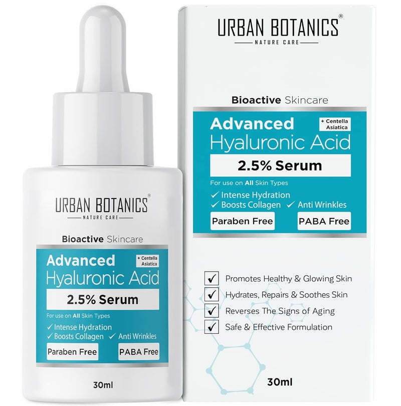 UrbanBotanics UrbanBotanics 25 Hyaluronic Acid Serum for Intense Hydration Glowing Skin  Fines Lines  Daily Hydrating Face Serum For Women  Men with Dry Normal  Oily Skin 30 ml  - Image 1