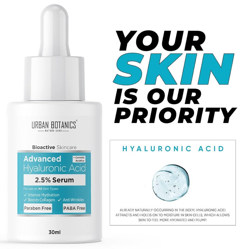 UrbanBotanics UrbanBotanics 25 Hyaluronic Acid Serum for Intense Hydration Glowing Skin  Fines Lines  Daily Hydrating Face Serum For Women  Men with Dry Normal  Oily Skin 30 ml  - Image 3