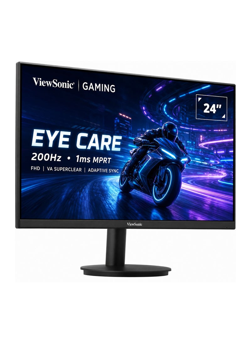 ViewSonic 24 inch FHD Gaming Monitor 200Hz, 1ms MPRT, VA SuperClear Panel, 4000:1 Contrast, HDR10, Eye Care, Adaptive Sync (2x HDMI, 1x DP) VX2425-HD-PRO Black - Image 1
