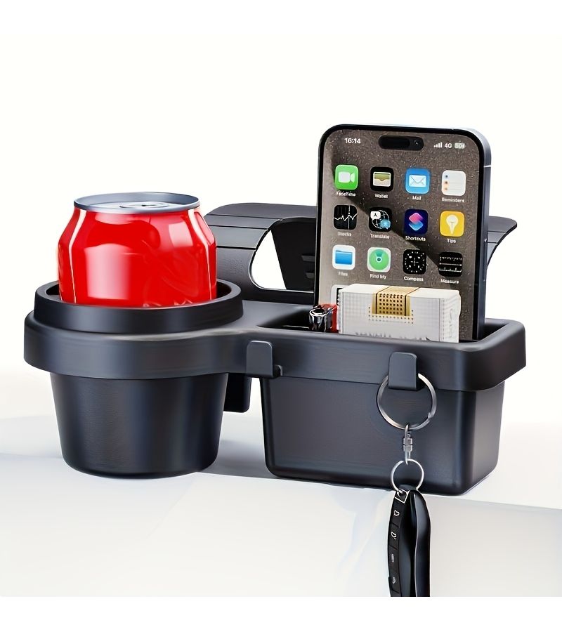 Black 1 Car Door Side Organizer Multi Functional Hanging Storage Box With Cup Holder Phone Slot And Card Pocket Durable Plastic Car Accessory For Most Car Models Essential For Road Trips - Image 3