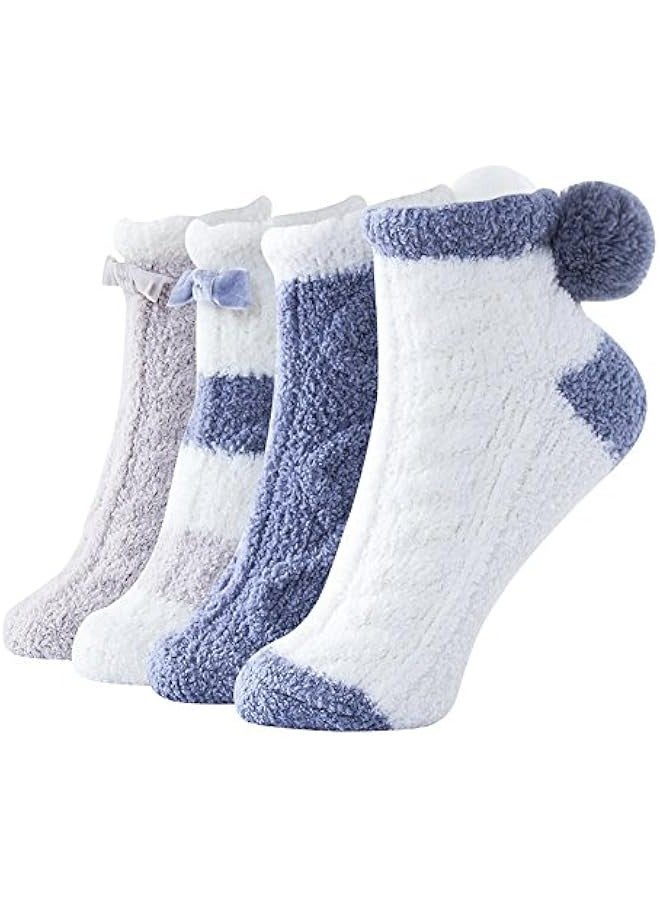 Cozy Winter Fuzzy Women Socks,Grip Slippers,Fluffy House Non Skid - Image 1