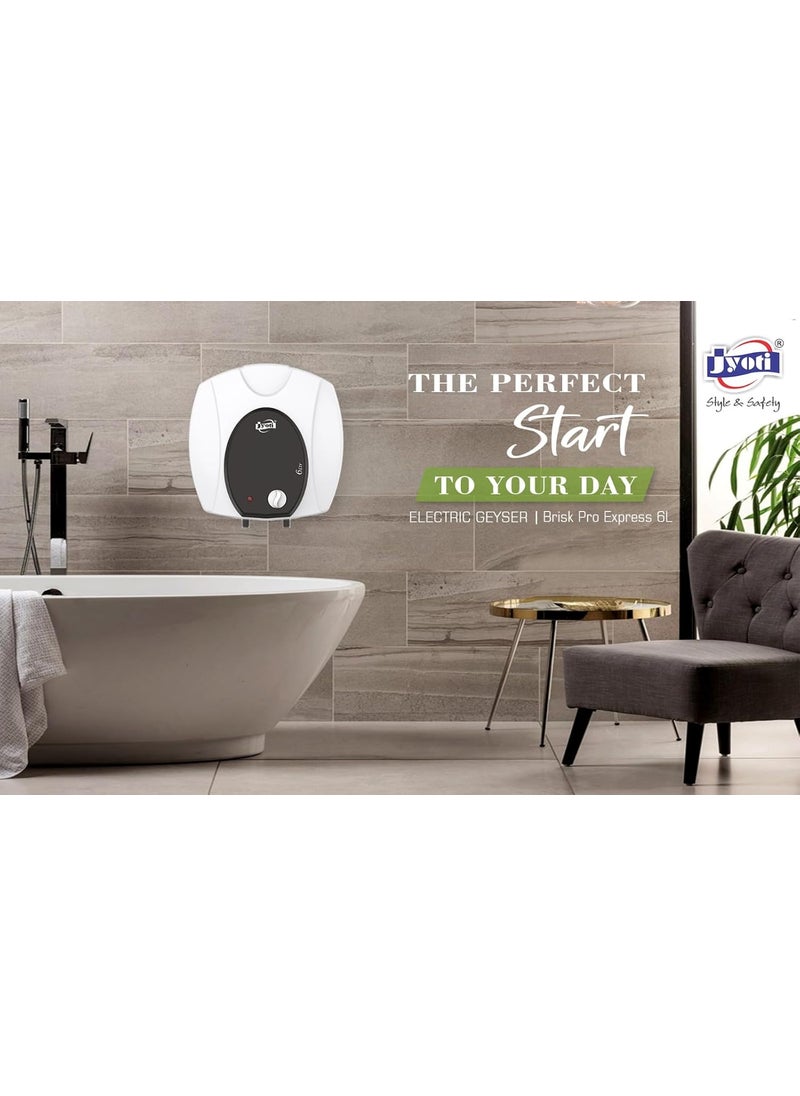 JYOTI Jyoti Brisk Pro Express 6Ltr Storage 5 Star Electric Geyser 3kw Capacity Glass Lined Tank 8 bar High Pressure Suitable for High Raise Building  - Image 2