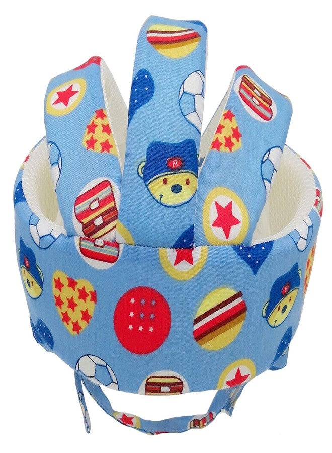 Ocanoiy Baby Safety Helmet Toddler Children Headguard Infant Head Cushion Protective Harnesses Cap Soft Adjustable Kid Safety Hat Head Protector (Football Blue) - Image 4