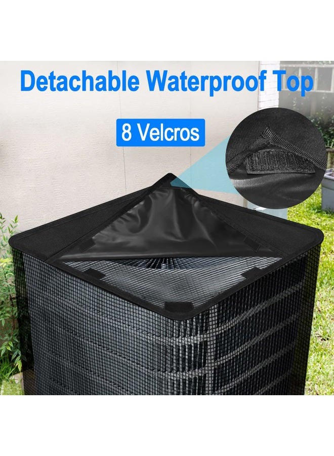 TRELC Air Conditioner Cover for Outside Unit, All Seasons Full Mesh Air Conditioner Cover with Detachable Waterproof Top, Outdoor AC Covers Against Cottonwood, Leaves, Debris (31.5" x 31.5" x 35.4") - Image 2