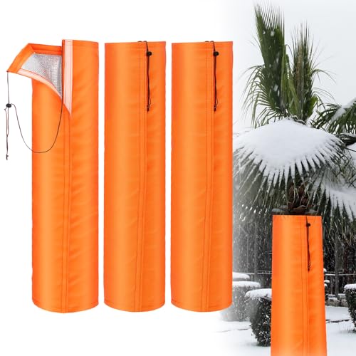 Ribbonlic 3 Pack Winter Palm Tree Protectors 3 Layer Winter Tree Cover Freeze Protection Trees Root Self Adhesive Plant Trunk Insulation Cover with Drawstring for Garden Outdoor Cold Weather(12 Inch) - Image 1