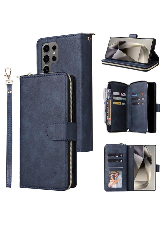 اس-توب جراب لهاتف Samsung Galaxy S25 Ultra 5G مزود بـ 9 فتحات للبطاقات وحقيبة محفظة بسحاب وحافظة جلدية للهاتف - Image 1