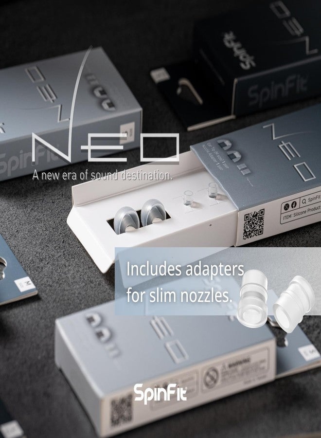 SpinFit NEO for IEM - S - Silicone Patented Eartips for Replacement, Secure Fit and Supreme Comfort, Reduce Allergic Reaction, One Set Fits Normal and Thin Nozzles (1 Pair)(with Inserts) - Image 4