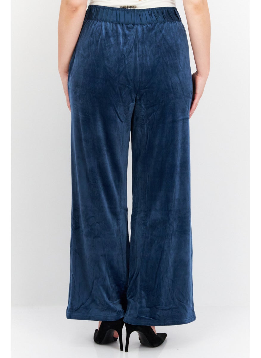 TRIUMPH Women Regular Fit Metallic Straight Leg Pants, Blue  - Image 3