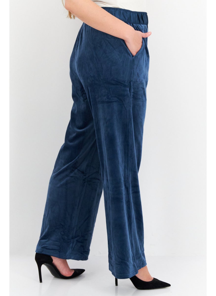 TRIUMPH Women Regular Fit Metallic Straight Leg Pants, Blue  - Image 2