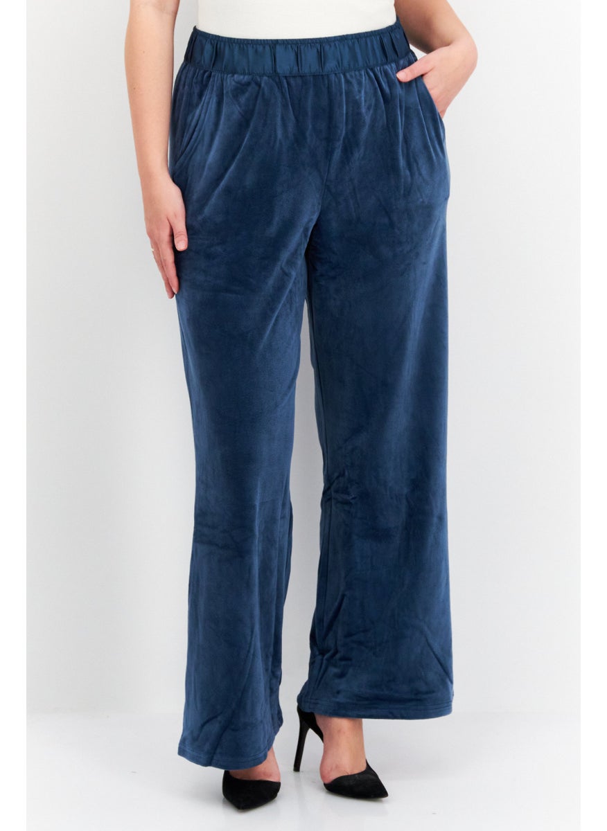 TRIUMPH Women Regular Fit Metallic Straight Leg Pants, Blue  - Image 1
