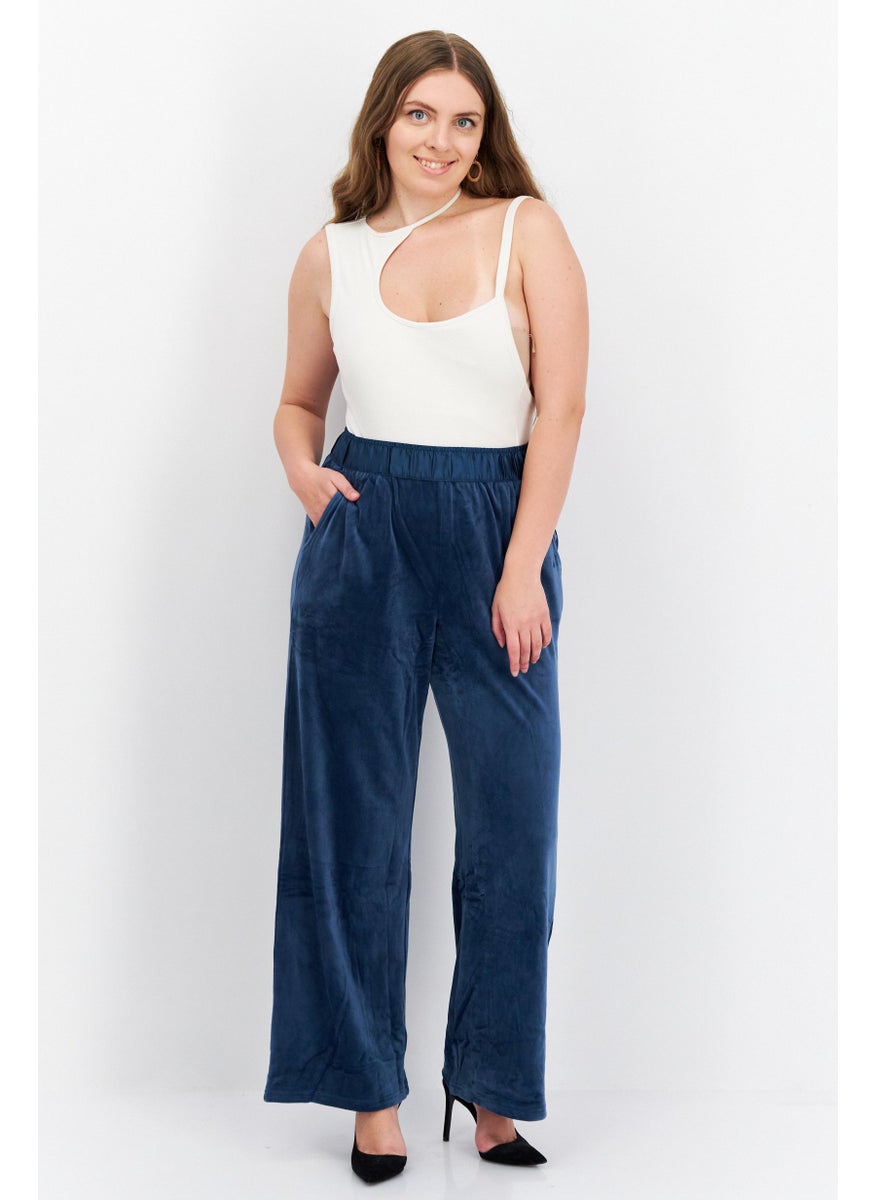 TRIUMPH Women Regular Fit Metallic Straight Leg Pants, Blue  - Image 4