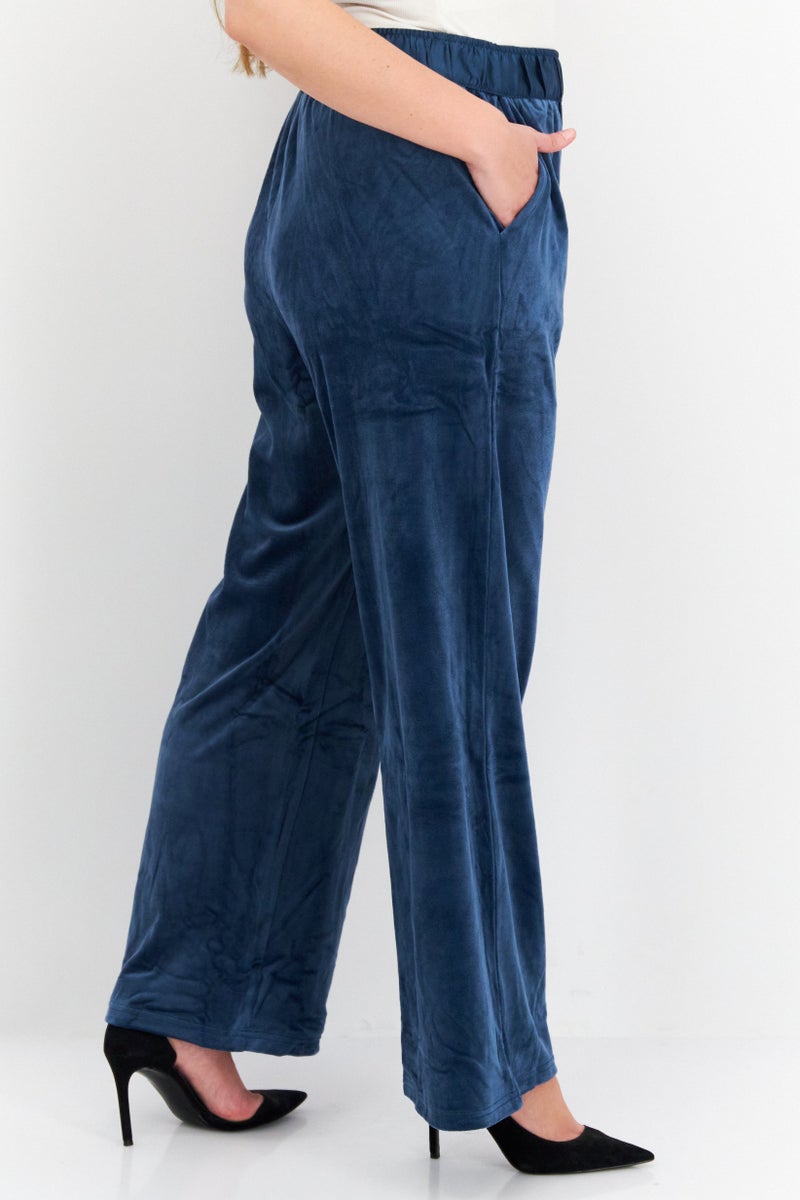 TRIUMPH Women Regular Fit Metallic Straight Leg Pants, Blue - Image 4