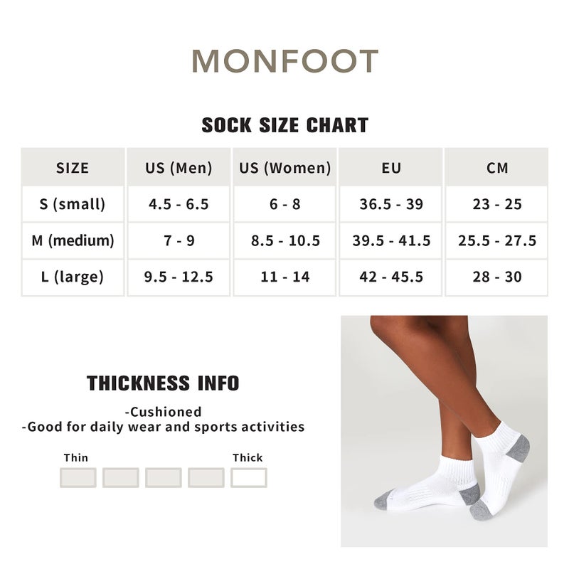 MONFOOT جوارب ربع مريحة للأداء للنساء والرجال من MONFOOT - 6 أزواج يومية متوسطة الحجم، عبوة متعددة - Image 2
