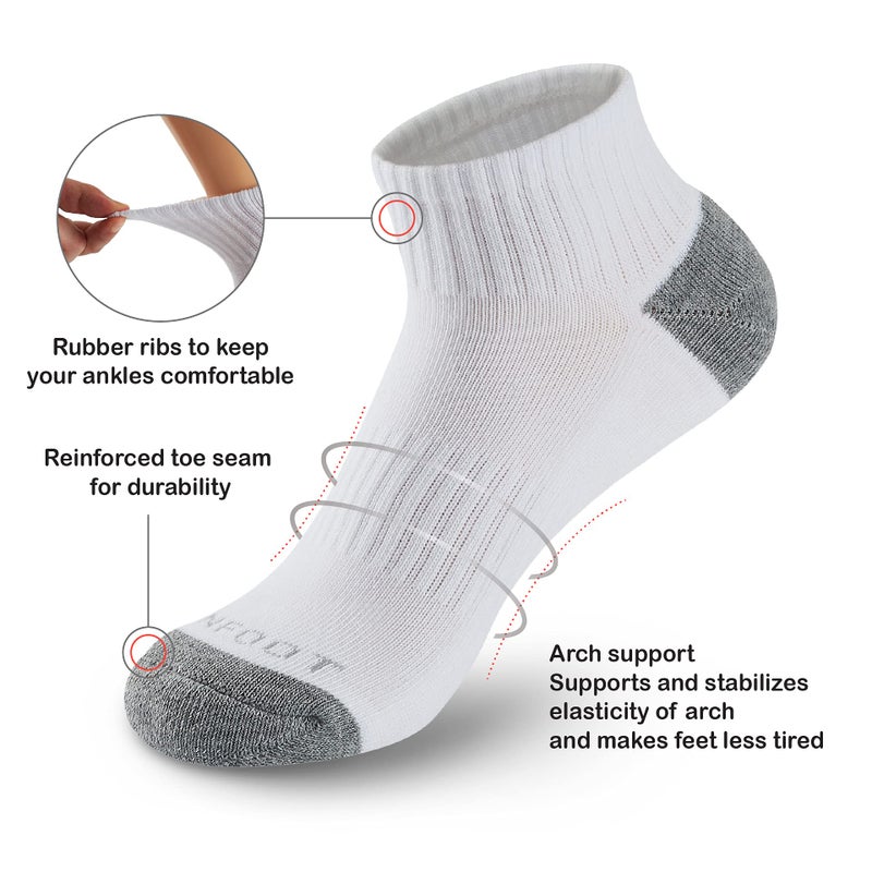 MONFOOT جوارب ربع مريحة للأداء للنساء والرجال من MONFOOT - 6 أزواج يومية متوسطة الحجم، عبوة متعددة - Image 3