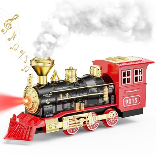 Hot Bee Train Toys Train Steam Locomotive Engine Toy Smoke Lights  Sounds for 3 4 5 6 7 Year Old Kids - Image 1
