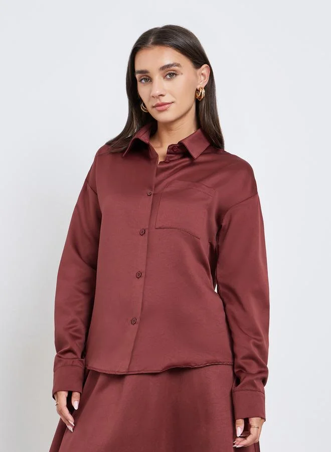 ستايلي طقم قميص سادة مع تنورة طويل