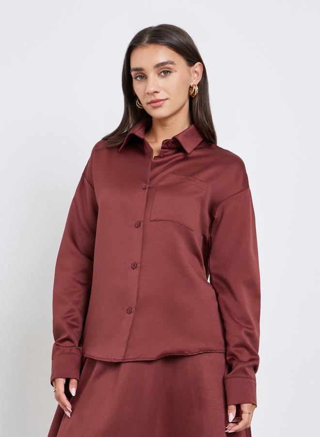 ستايلي طقم قميص سادة مع تنورة طويل - Image 2