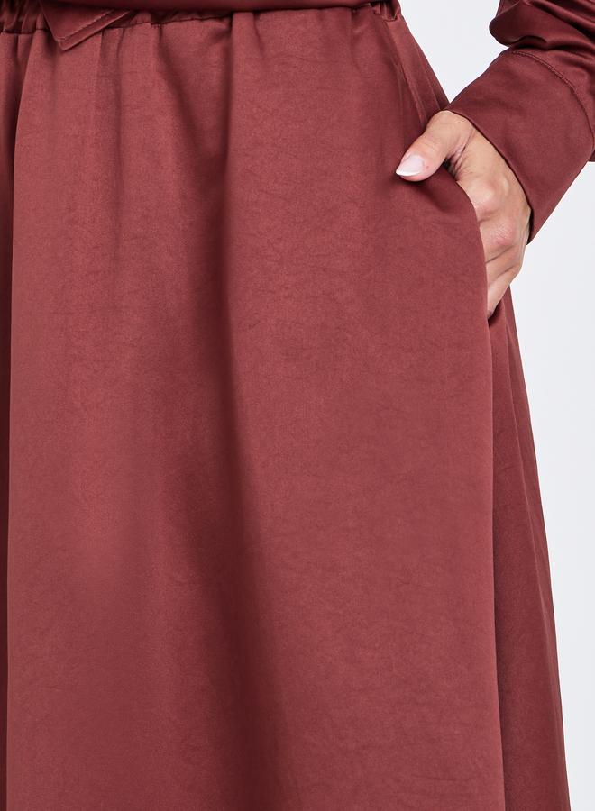 ستايلي طقم قميص سادة مع تنورة طويل - Image 5