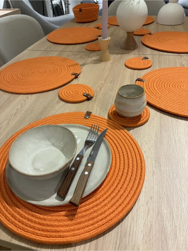 BDZ Deri BDZ Leather Orange Wicker Look Jute 13 Piece Supla Set