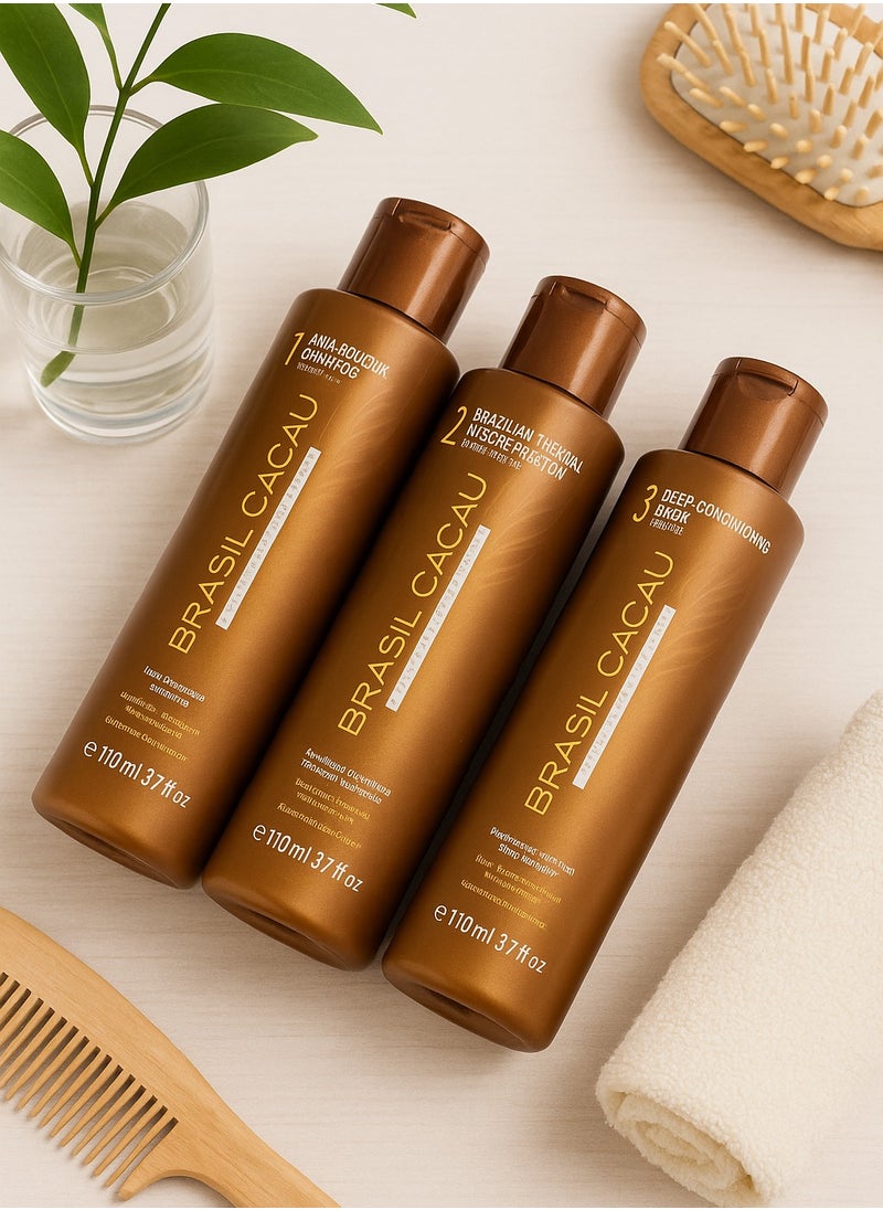 Brasil Cacau Cadiveu Brazilian Thermal Reconstruction Keratin Hair Care Kit, 110mlX3  - Image 4