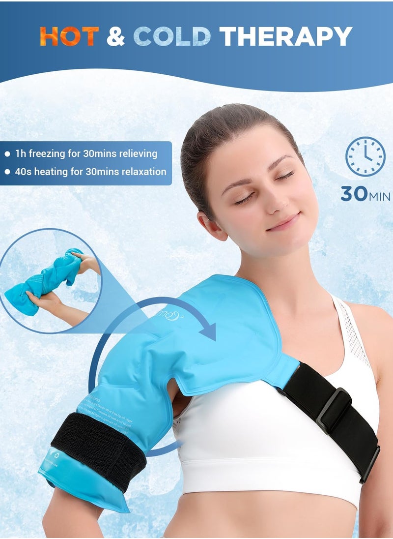 Excefore - Ice Pack for Shoulders, Reusable Gel Cold Compress Shoulder Wraps for Rotator Cuff Injuries, Swelling, Upper Back Pain Relief, Compression Brace for Injuries (Size: XL Shoulder Ice Pack Wrap for Men) - Image 1