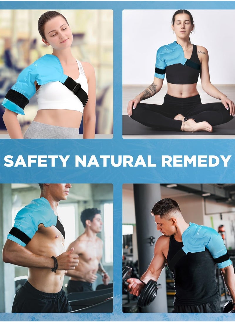 Excefore - Ice Pack for Shoulders, Reusable Gel Cold Compress Shoulder Wraps for Rotator Cuff Injuries, Swelling, Upper Back Pain Relief, Compression Brace for Injuries (Size: XL Shoulder Ice Pack Wrap for Men) - Image 1