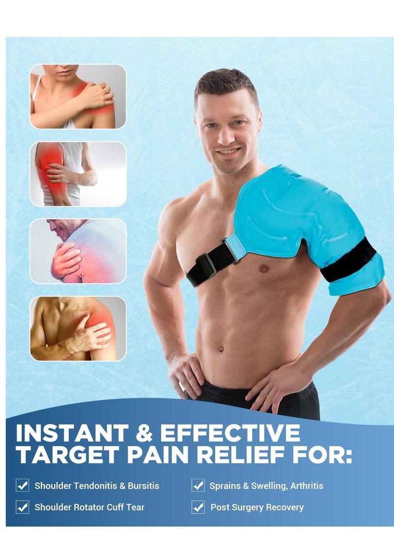Excefore - Ice Pack for Shoulders, Reusable Gel Cold Compress Shoulder Wraps for Rotator Cuff Injuries, Swelling, Upper Back Pain Relief, Compression Brace for Injuries (Size: XL Shoulder Ice Pack Wrap for Men) - Image 1