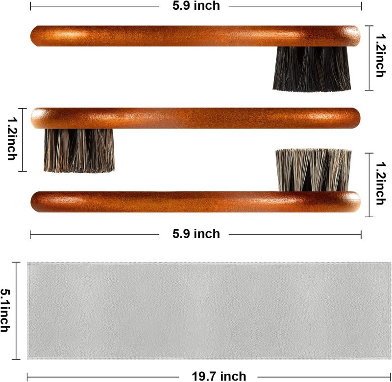 Unekez 4-Piece Horse Hair Shoe Brush Shine Kit with Polishing Cloth - Image 2