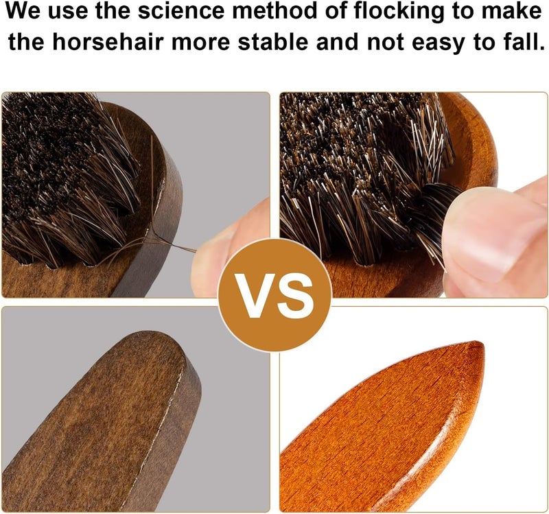 Unekez 4-Piece Horse Hair Shoe Brush Shine Kit with Polishing Cloth - Image 3