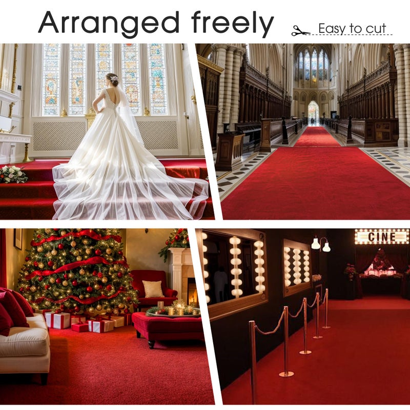 UBCGOTT Red Carpet Runner for Party,140GSM 2.62FTx15FT Carpet Party Decorations Runway Rug for Prom Felt Non-Woven Fabric, Runner Rug for Wedding Ceremony Hollywood Theme Party - Image 5