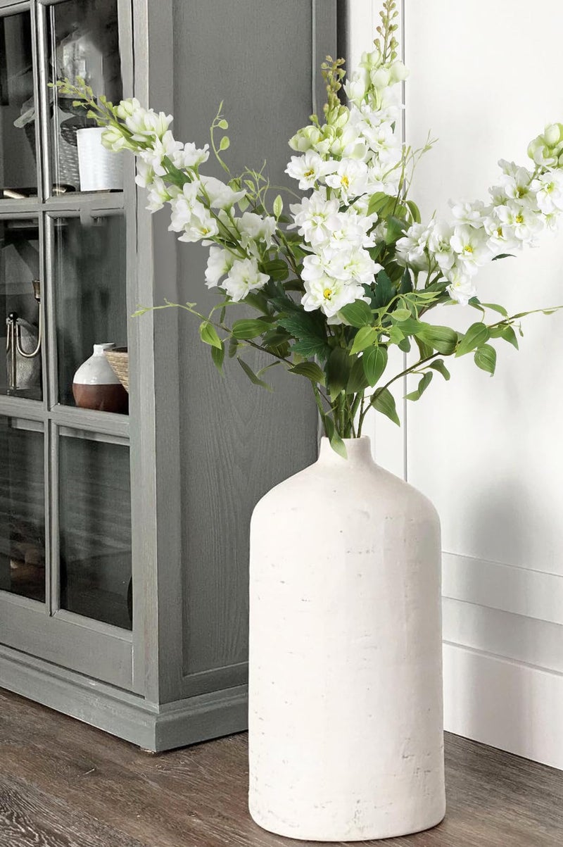 ICBOX 8PCS White Artificial Delphinium Flowers with Clematis Greenery Long Stem Flowers 29.5" Larkspur Artificial Flowers for Wedding Centerpieces Silk Flowers for Home Decor Indoor (White) - Image 5