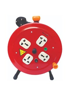 Reel Extension Lead with Four Socket High Visibility Cable Reel Heavy Duty Extension Cable Reel with Handle and Overheating Protection 25M