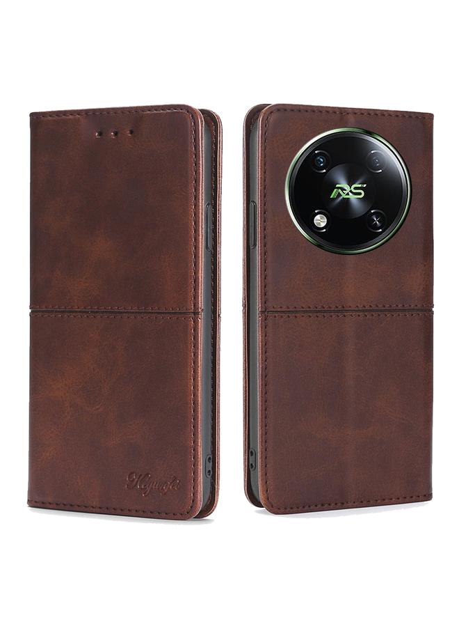 S-TOP Case For Itel RS4 4G Cow Texture Magnetic Leather Phone Case - Image 1