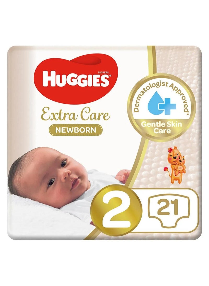Huggies Extra Care Newborn Size 2 4-6 Kg 21 Diapers  - Image 3