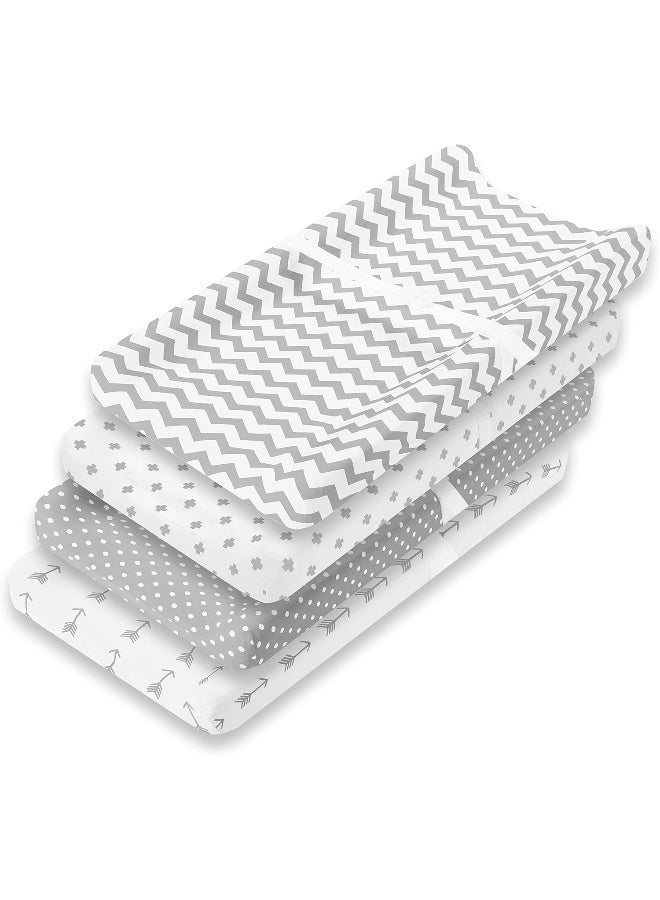BaeBae Goods BaeBae Goods Changing Pad Cover Set | Cradle Bassinet Sheets/Change Table Covers for Boys & Girls | Super Soft 100% Jersey Knit Cotton | Grey and White | 150 GSM | 3 Pack  - Image 3